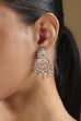 White Gold Plated Alloy Studded Chandbalis image number 1