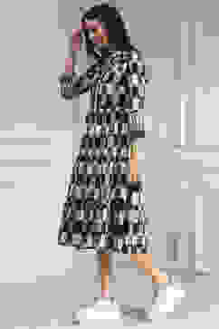 Black and White Cotton Tiered Dress image number 2