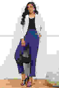 Electric Blue Solid Tapered Relaxed Fit Pants image number 0