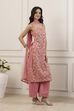 Peach Poly Georgette Straight Suit Set image number 5