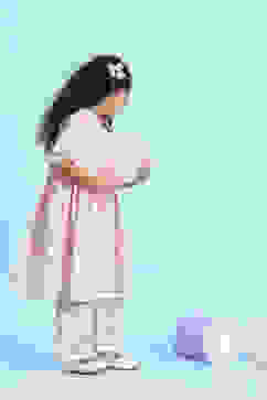 Pink Cotton Printed Gathered Suit Set image number 5