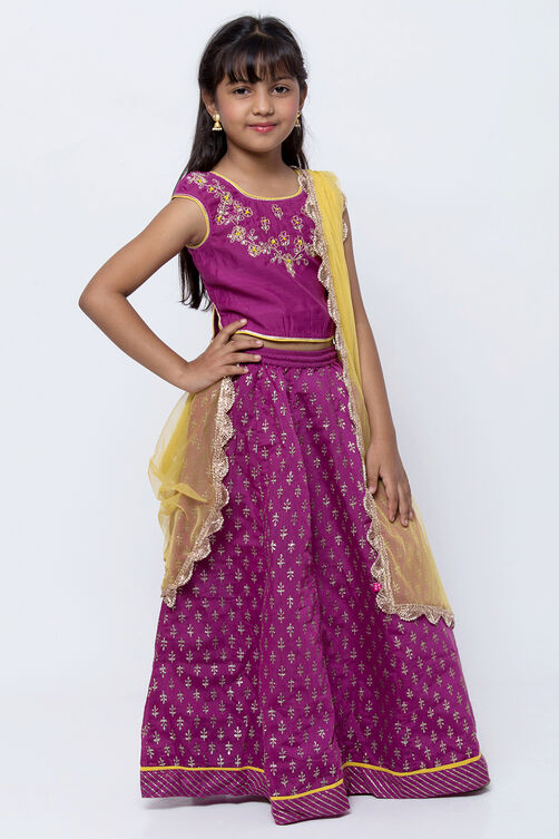 Violet Art Silk Lehenga Set image number 3