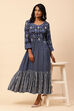 Indigo LIVA Flared Fusion Dress image number 0