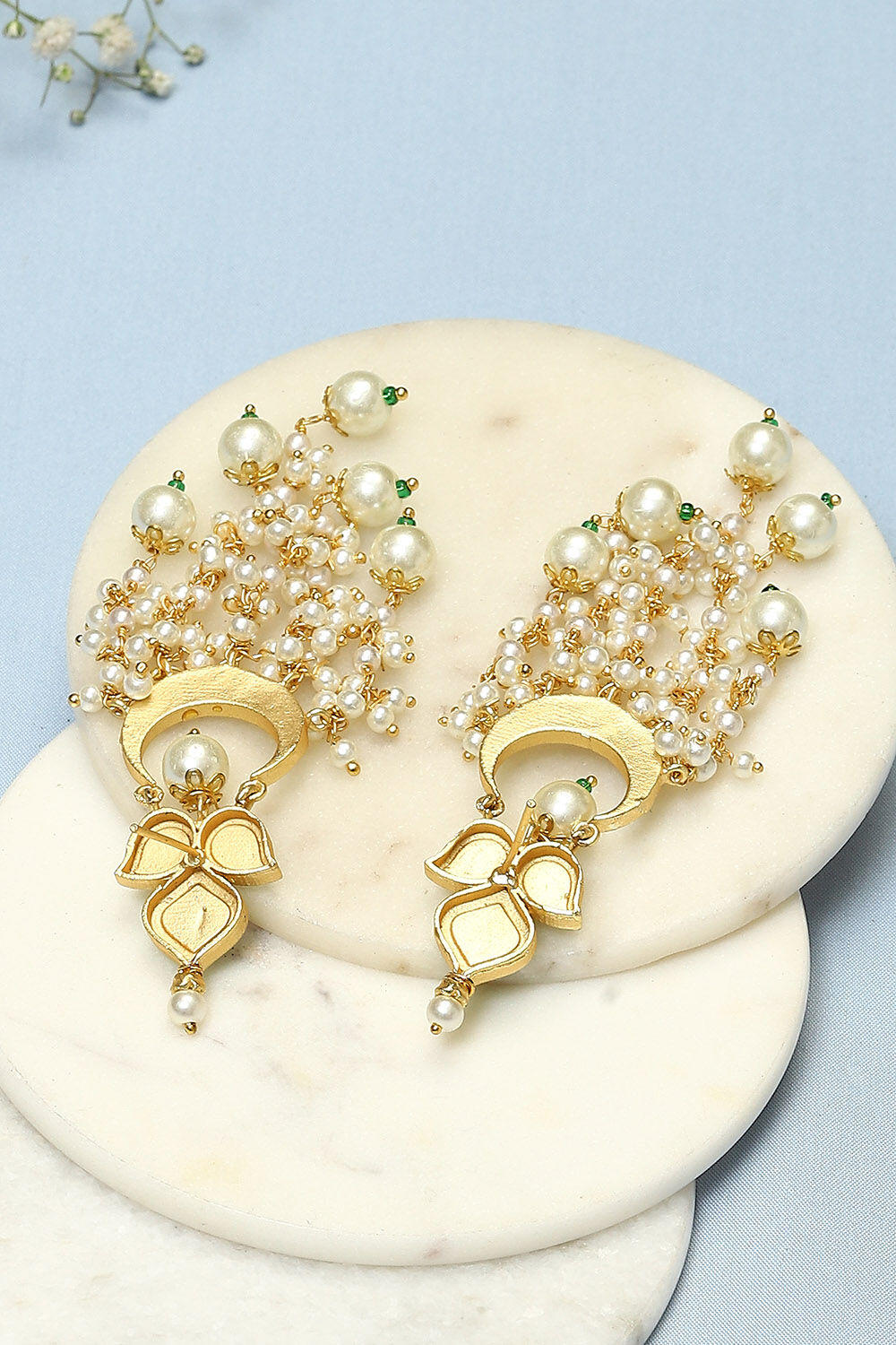 Mint Green Brass Earrings image number 2