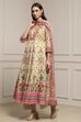 Off White-Pink Cotton Anarkali Printed Suit Set image number 3