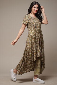 Olive LIVA Printed Jumpsuit Dress image number 4