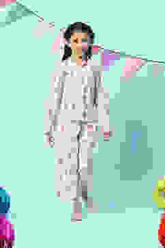 Off White & Pink Cotton Printed Sleepwear image number 6