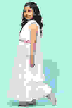 White Poly Organza Khadi Print Flared Lehenga Set image number 4