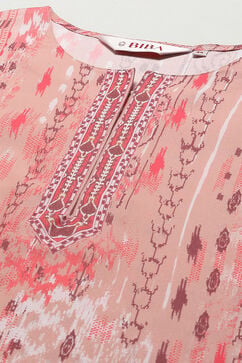 Pink Polyester Straight Kurti image number 1