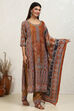 Lavender Velvet Digital Print Unstitched Suit Set image number 7