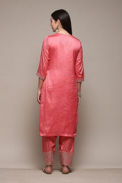 Coral Polyester Straight Kurta Salwar Suit Set image number 5
