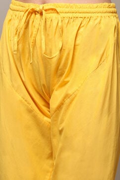 Yellow Cotton Blend Anarkali Kurta Churidar Suit Set image number 2
