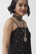 Black Cotton Printed Sleeveless Short Kurti image number 6