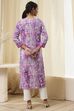Lavender Printed Straight Kurta image number 3