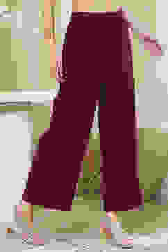 Berry Maroon Solid Straight Palazzos image number 4