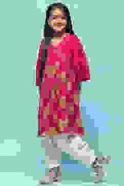 Pink Cotton Short Kurti image number 3