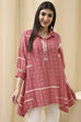 Coral Red Printed Asymmetric Short Kurta image number 4