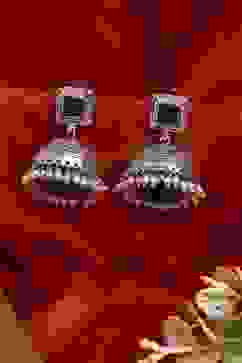 Green Brass Jhumka image number 0