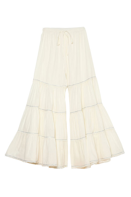 Off-White Embroidered Straight Suit Set image number 2