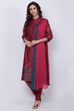 Maroon Straight Kurta Churidar Suit Set image number 0