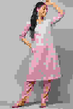 Pink Cotton Straight Kurta image number 0