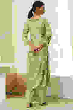 Green Modal Floral Printed Straight Kurta Set image number 4