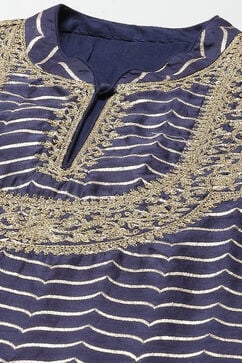 Rohit Bal Blue Cotton Silk Straight Yarndyed Suit Set image number 1