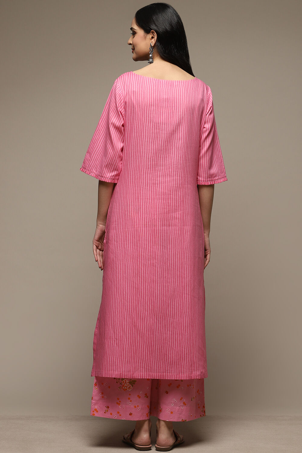 Yellow Cotton Straight Kurta Palazzo Suit Set image number 4