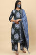 Black Cotton Straight Kurta Palazzo Suit Set