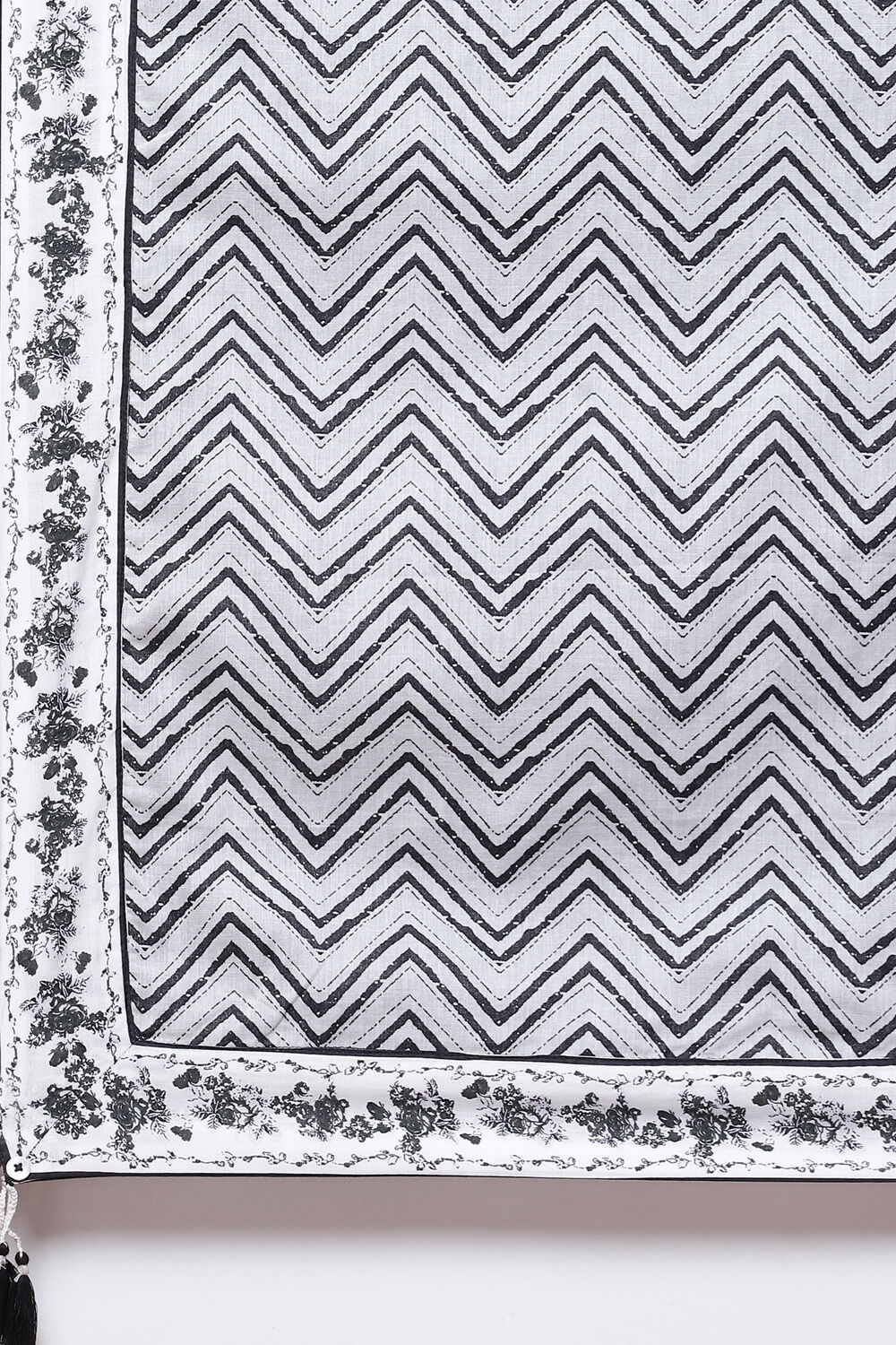 Black Cotton Straight Kurta Palazzo Suit Set image number 2