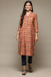 Peach Viscose Blend Straight Printed Kurta image number 5