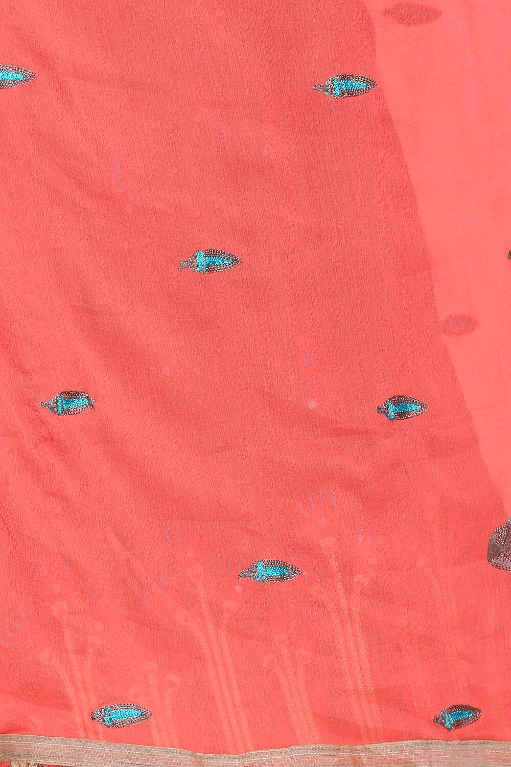 Beige Chanderi Power Loom Unstitched Suit Set image number 5