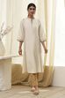 Fuchsia Cotton Printed A-Line Kurta image number 5