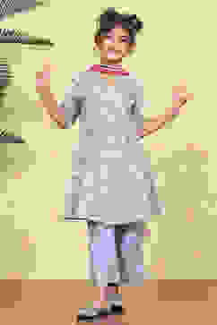 Blue Cotton Printed Anarkali Suit Set image number 6