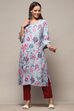 Powder Blue Cotton Straight Kurta