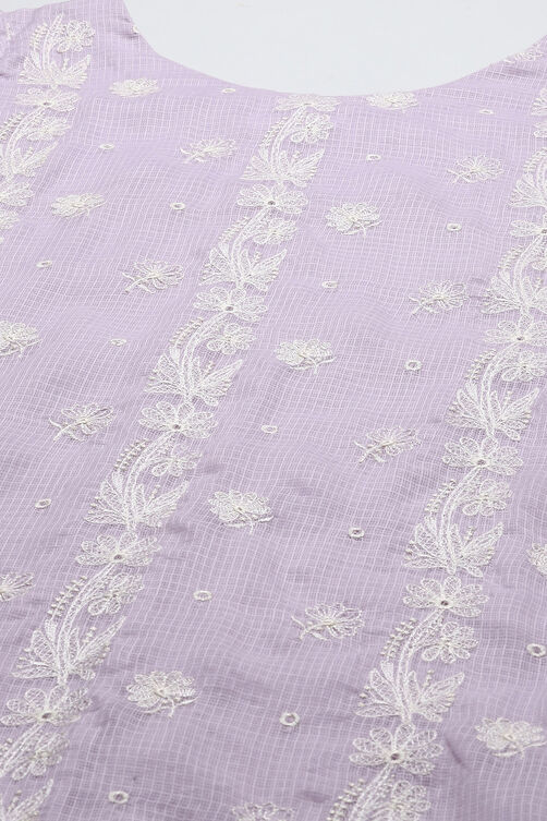 Lavendar Cotton Blend Printed Unstitched Suit Set image number 2