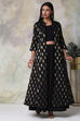 Black Cotton Three Piece Fusion Wear Set image number 3