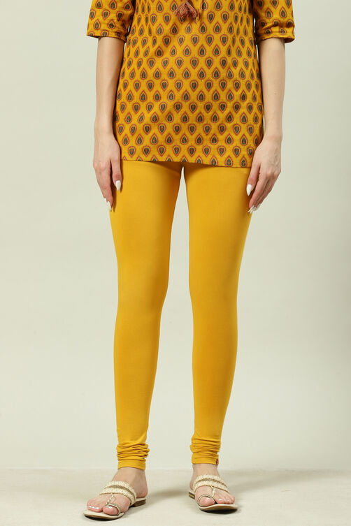 Camel Cotton Blend Solid Churidar image number 3