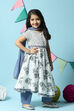 Off White Cotton Gathered Kurta Slim Pant Suit Set image number 7
