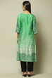 Green LIVA Straight Printed Kurta image number 4