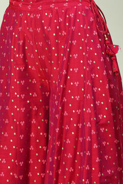 Magenta Art Silk Straight Kurta Sharara Suit Set image number 3