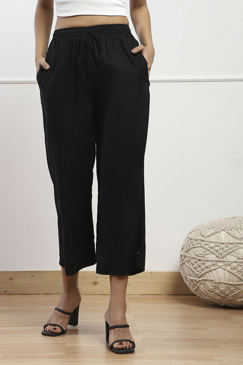 Black Rayon Palazzo image number 5