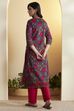 Blue Cotton Straight Kurta image number 4
