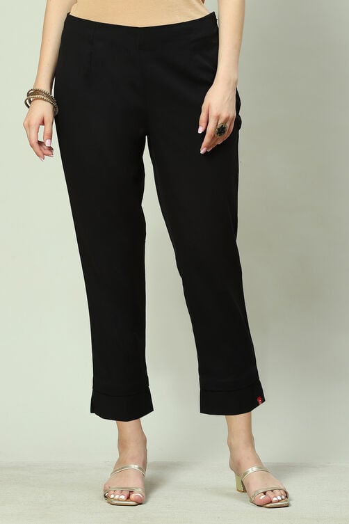 Navy Blue Cotton Flax Pants image number 2