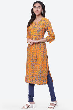 Orange Cotton A-Line Kurta image number 2