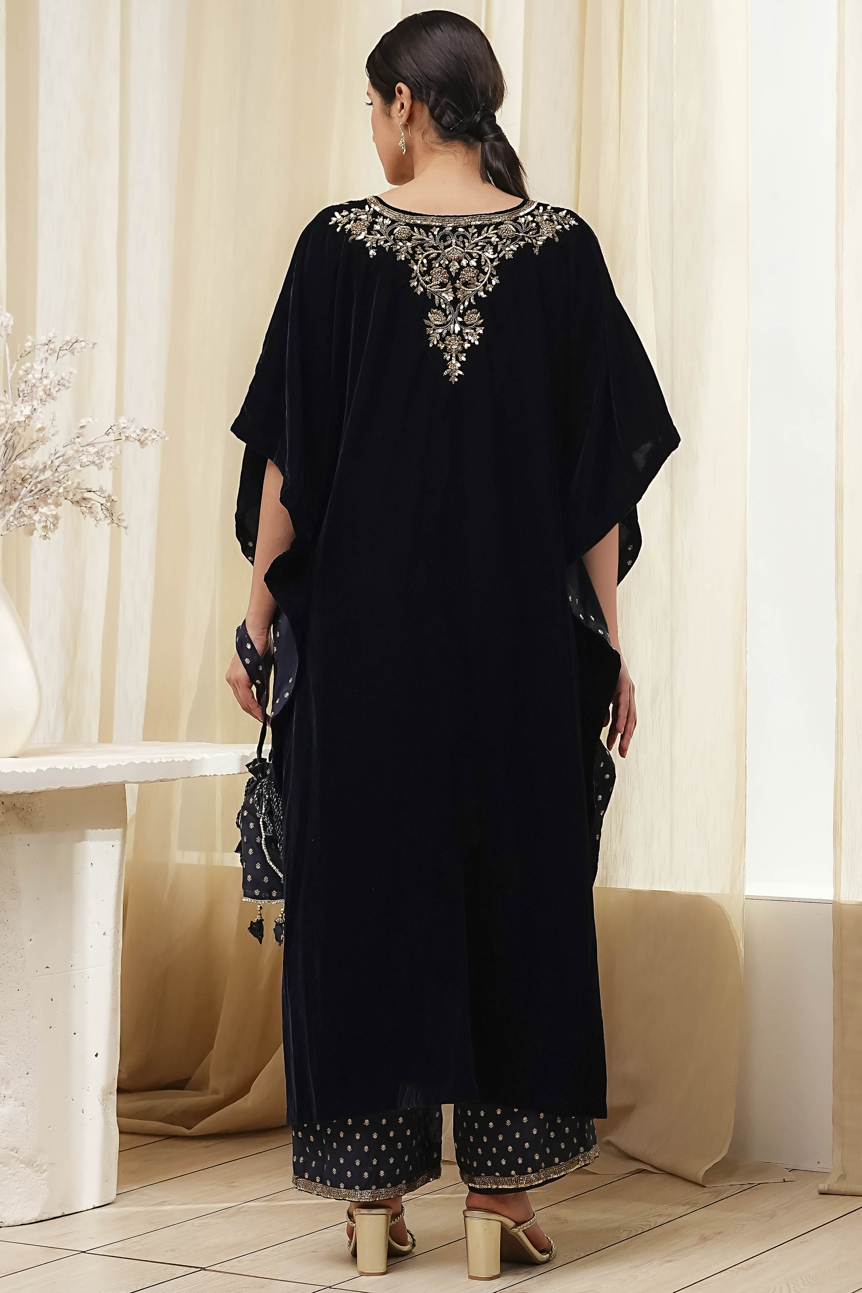 Blue Art Silk A-Line Kurta Palazzo Suit Set image number 5