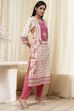 Pink Cotton Printed Straight Kurta image number 4