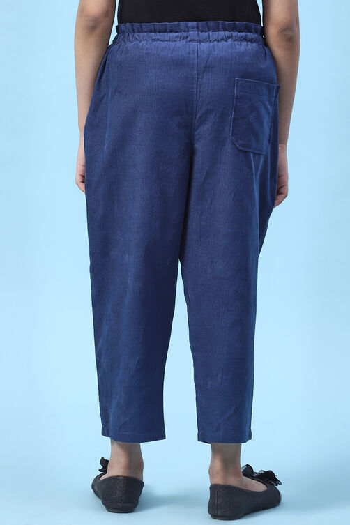 Blue Cotton Solid Pant image number 4