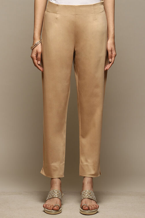 Beige Cotton Relaxed Pant image number 5