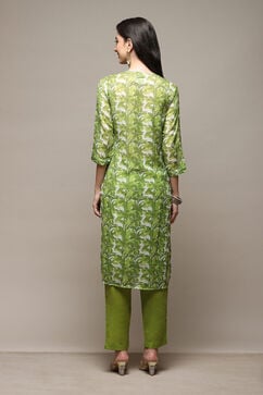 Green Silk Blend Printed Unstitched Suit Set image number 5